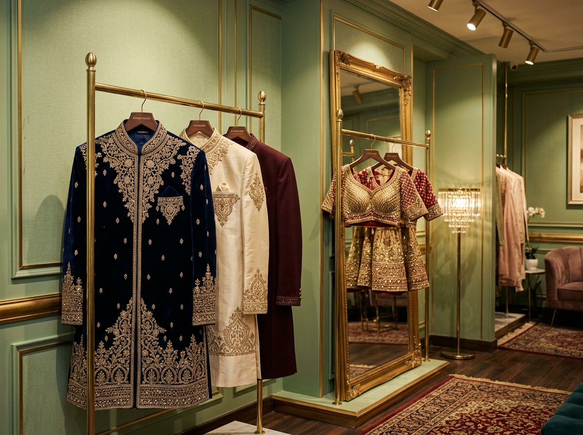 Curated Groom Sherwani Rack Displays
